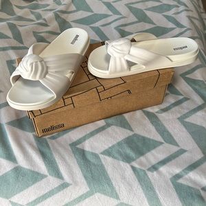 NIB Melissa white plush slide sandals women’s 7
